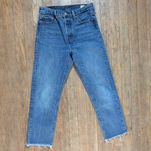 Levi's x White Oak Women's Blue Jeans with Cropped Raw Hem ~ Waist sz 26